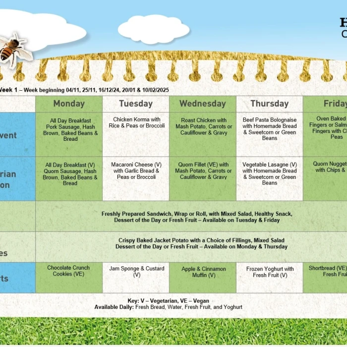 Autumn 2 Week 1 Menu