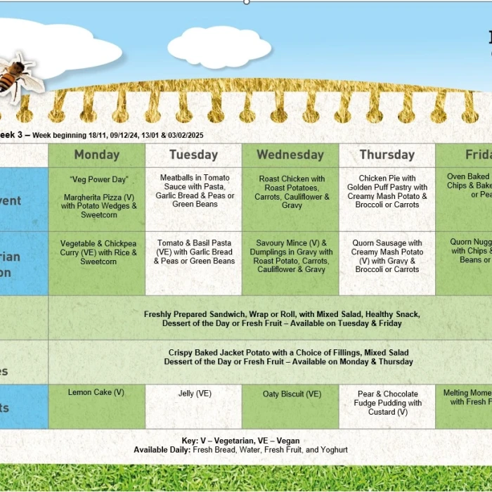 Autumn 2 Week 3 Menu